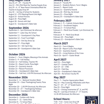 Calendar at a Glance 2026 - 2027